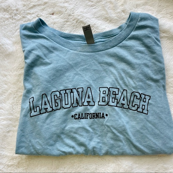 Laguna Beach California cropped light blue tee! - Picture 1 of 3
